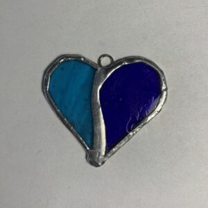 Two Blues Stained Glass Heart by ZanOrtonArt