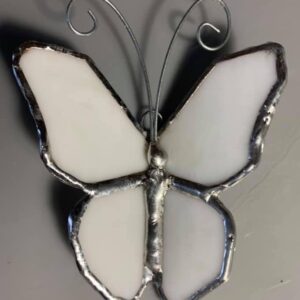 Opaque White Stained Glass Butterfly by ZanOrtonArt