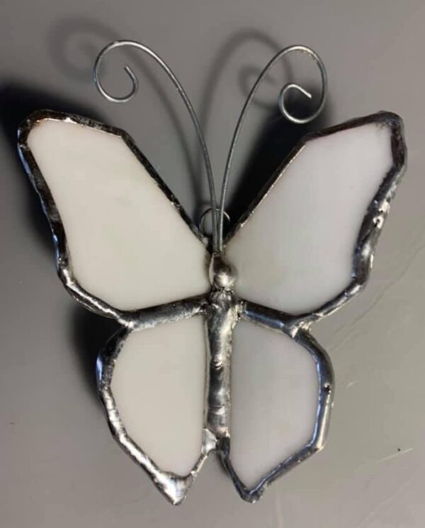 Opaque White Stained Glass Butterfly by ZanOrtonArt