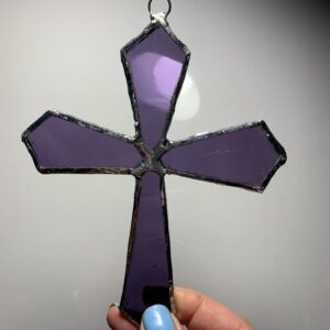 Transparent Purple Stained Glass Cross by ZanOrtonArt