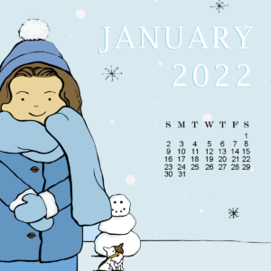 Dee's World Calendar for January 2022 by ZanOrtonArt