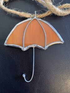 Streaked Orange Stained Glass Umbrella